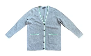 $ 228 Vineyard Vines 100 % Kaschmir Varsity-Cardigan Pullover mit Spitze grau - Bild 1 von 5