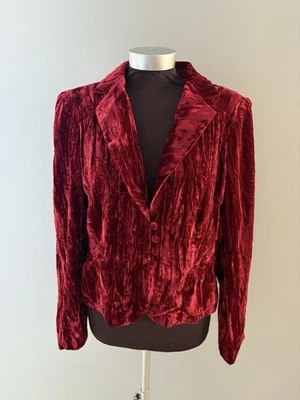 Chaqueta De Colección Sandra Darren 12 Rojo Terciopelo Aplastado Castlecore Vamp Boho Vacaciones Foto 1 de 4
