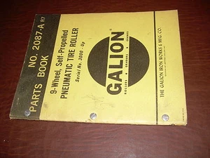 GALION ROLLER 9 RUOTE PNEUMATICO TANDEM RULLO VIBRATORE TRATTORE LIBRO RICAMBI - Foto 1 di 1