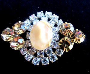 Vibrant Czech Vintage Style Glass Rhinestone Button Crystal & Topaz w/c Topaz - Bild 1 von 5