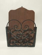 Vintage Plastic/Wood Wall Mount Hanging, MAIL/PAPERS  HOLDING  RACK 8"X5.5"