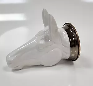 Stirrup cup White Horse fine, English, bone china unique laced with platinum - Picture 1 of 5