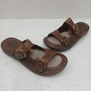 Born Sandalen braun Leder offene Zehenpartie doppelte Schnalle Damen 7M - Bild 1 von 7