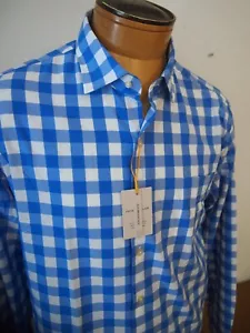 Peter Millar Summer Comfort Van Ness Gingham Check Sport Shirt NWT M $160 Blue - Picture 1 of 10