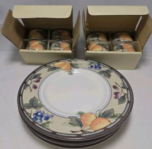 Mikasa Garden Harvest 8 Ceramic Napkin Rings And 4 (6-1/2") Dessert Plates - Picture 1 of 11