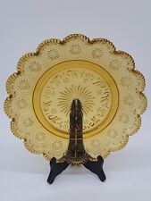 Vintage Indiana Glass Co Amber Glass 10 Serving Platter Hobnail Scalloped Edge