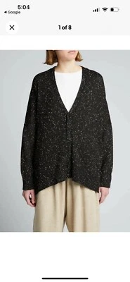 Cardigã suéter Eskandar preto dourado metálico linho cintilante cashmere tamanho grande - Imagem 1 de 4