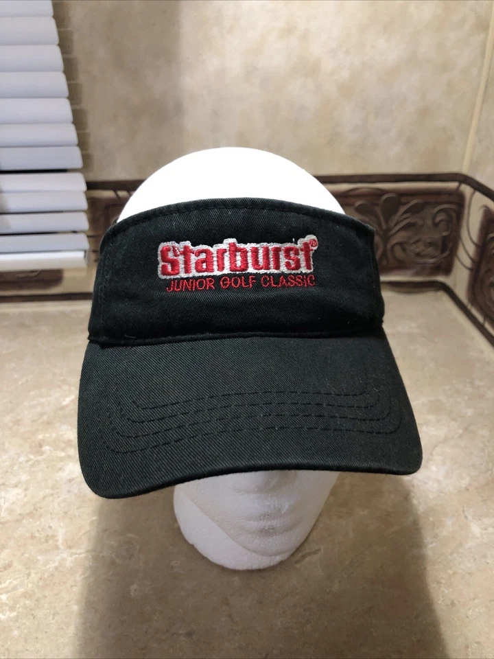 Visera ajustable clásica de golf Starburst Junior negra bordada 100 % algodón Foto 1 de 4