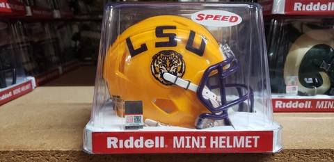LSU TIGERS GOLD  SPEED  MINI HELMET RIDDELL NEW IN BOX Cover