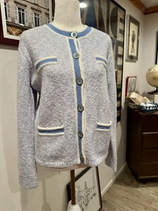 NWT J.Crew Marled Sweater Lady Jacket in Lilac Seascape White Cardigan M - Picture 1 of 14