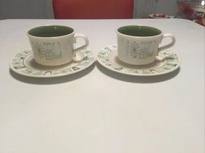 MCM Taylor Smith Taylorstone Cathay Lot 2 Cup And Saucer Atomic Starburst - Picture 1 of 6