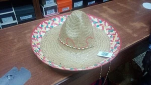1 Chapeau Sombrero Diamètre 48 Cm Mexicain Mer Plage Champions Paille - Picture 1 of 1