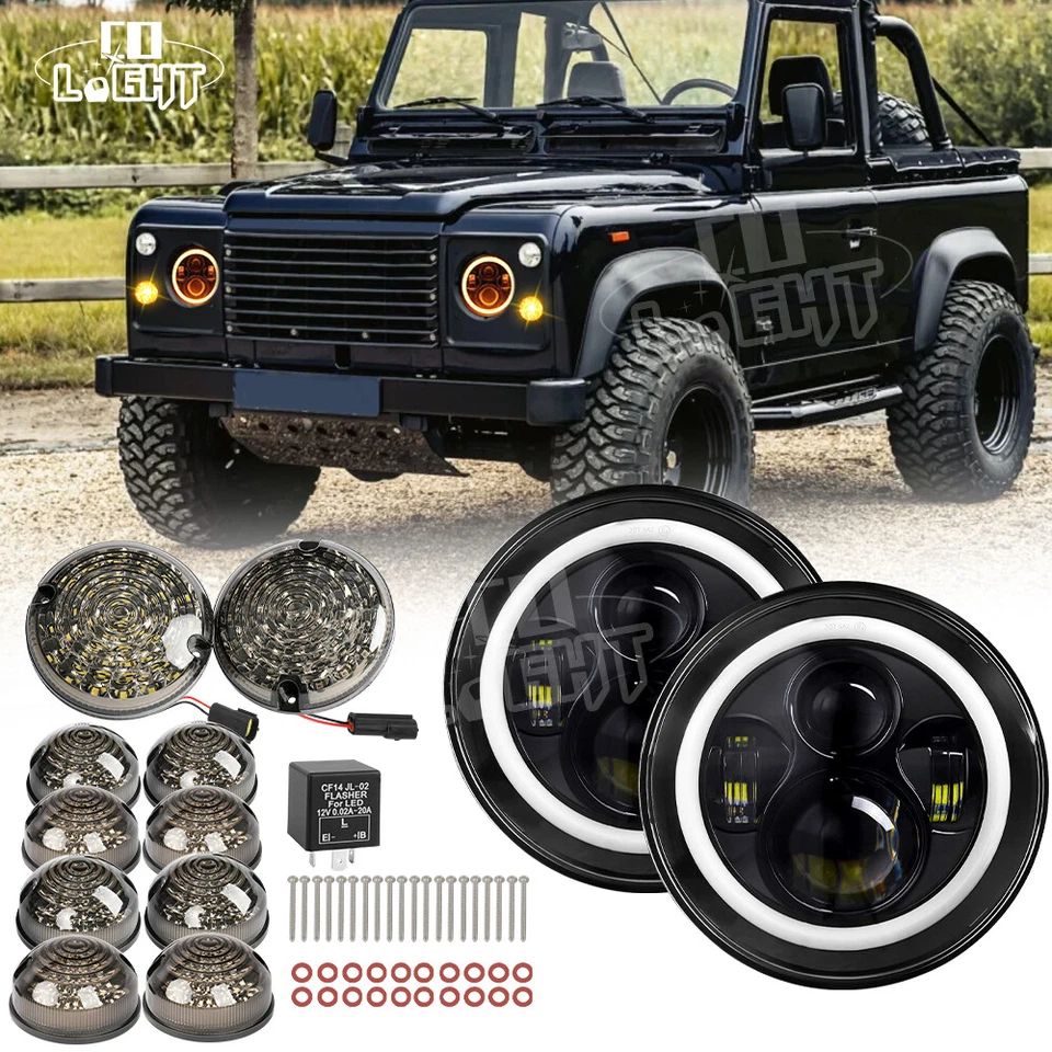 RHD Full Smoked LED Lights Kit for Land Rover Defender 200Tdi/300Tdi 90/110/130 - Image 1 of 4