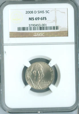 2008 D Jefferson Nickel 5C NGC MS69 FS SMS Quality - Image 1 of 2