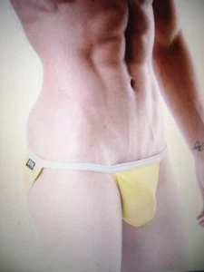 A NOS VERY RARE VINTAGE N2N B65 DAREDEVIL  MEN'S STRING  BIKINI IN XL, YELLOW - Picture 1 of 7
