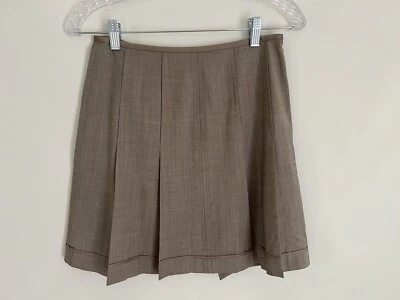 GUNEX Tan Beige Virgin Wool Blend Pleated Skirt USA 4 24x16 - Image 1 of 4