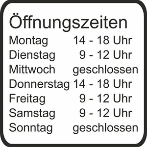 Öffnungszeiten Aufkleber für Geschäftszeiten Schild Gewerbe Uv Wasserfest E02 - Bild 1 von 2