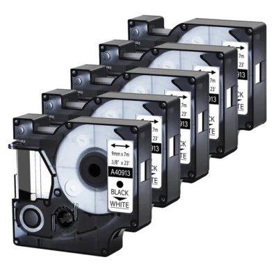 Cinta negra sobre blanca 5 PK para Dymo D1 40913 LabelManager 200 210D 210D 220P 260P Foto 1 de 4