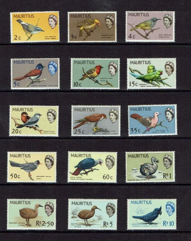Маврикий: 1965, птицы окончательный набор, MNH комплект - Изображение 1 из 1