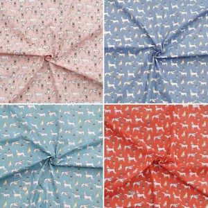 Polycotton Fabric Dog Breeds Dogs Pets Animals Poodle Dalmatian Greyhound Pet - Picture 1 of 5