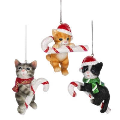 Candy Cane - Cat Holiday Ornaments - Image 1 of 4
