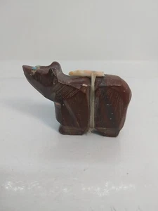 Handcarved Polished Stone Traditional Brown Bear Bundle Fetish Zuni Native - Picture 1 of 6