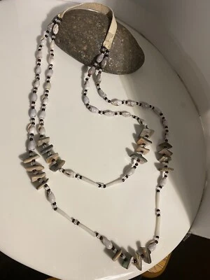 ANTIQUE  AUTHENTIC NATIVE AMERICAN  33” -a 2 Strand NECKLACE-Worn +Loved+so nice - Image 1 of 4