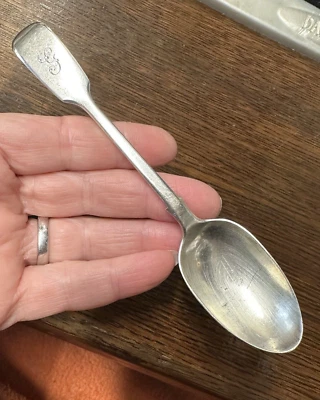 Antique 1872 Sterling Silver Spoon Letter G Victorian Fiddle Handle Teaspoon - Image 1 of 4