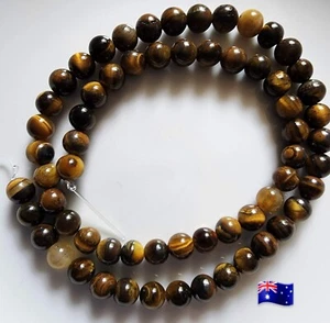 60pcs 6mm Tiger Eye Natural Stone Beadds DIY Jewellery - Picture 1 of 1