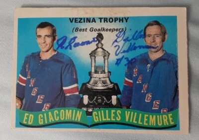 ☆DUAL SIGNED☆1971 OPC #248 ED GIACOMIN (RIP)/GILLES VILLEMURE~VEZINA WINNER VGEX - Image 1 of 4