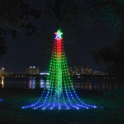 Outdoor Christmas Decor Plug in LED Star String Lights Waterfall Xmas Tree Light - Image 1 of 4