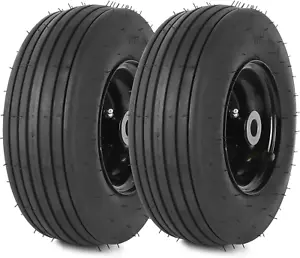 (Paquete de 2) Conjunto de neumáticos y ruedas 11X4.00-5, neumático cortacésped 11X4-5 (4 capas) y Ri - Imagen 1 de 6