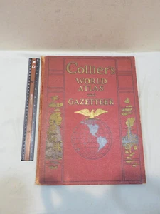 Vintage 1937 Collier's World Atlas and Gazetteer Book - Foto 1 di 8