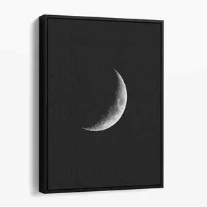 Crescent Moon Outer Space Planets Canvas Wall Art Print - Picture 1 of 7