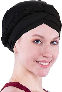 Chemo Cancer Head Hat Cap Ethnic Bohemia Pre-Tied Twisted Braid Hair Cover Wrap - Picture 1 of 4