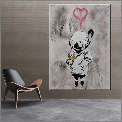 Banksy Huge Graffiti Cute Tank Girl Street Art 160cm x 100cm Textured Painting - image 1 of 4