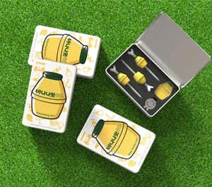 Binggrae 2 types banana milk flavor strawberry flavor golf tee marker metal case - Picture 1 of 25