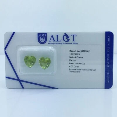 4,07 carat Fine Colour natural Peridot with ALGT Certif. - Bild 1 von 4