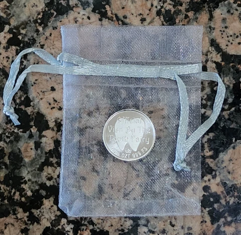Tooth Fairy 1/10 Troy Oz .999 BU Fine Silver Round with Gift Bag SHIPS FREE Cover