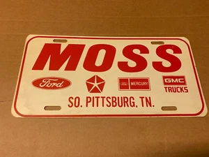 Placa de licencia de refuerzo de concesionario MOSS Ford Chrysler Mercury Pittsburg TN. Auto - Imagen 1 de 2