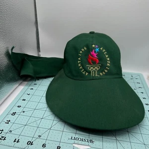 Vintage 1996 Atlanta Olympic  Women's Green Wide Brim Sun Hat with Tie n/Back - Picture 1 of 11