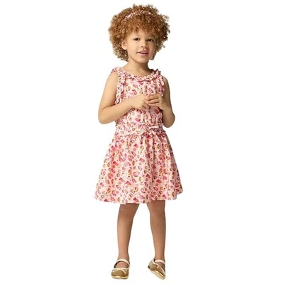 Crewcuts J Crew Girls Size 4 Pink Floral Print Sleeveless Ruffle Dress NWT - Image 1 of 4