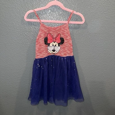 Vestido rojo azul sin mangas Disney Minnie Mouse talla 4/5 XS para niñas Foto 1 de 4