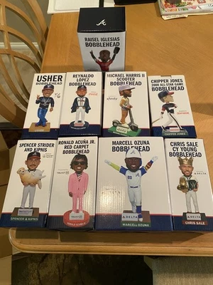 ¡En stock! Juego completo de cabezales de bobblehead SGA Atlanta Braves 2025. Acuña, Strider, venta  Foto 1 de 2