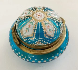 Beautiful Antique Enameled Patch Glass Patch Box - Picture 1 of 4