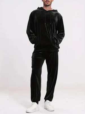 Sudaderas de terciopelo para hombre 2 piezas chándal deportivo jogger trajes para correr conjunto para correr Foto 1 de 4