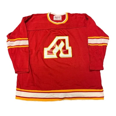 CAMISETA DE HOCKEY DE COLECCIÓN RAWLINGS ATLANTA FLAMES ROJA AMARILLA JUVENIL XL MANGA LARGA (34) Foto 1 de 4