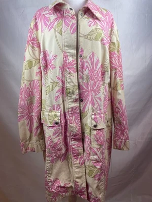 Tommy Hilfiger Women’s Jacket 3X Plus Size – Pink Floral Print Utility Coat Zip - Image 1 of 4