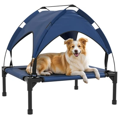 Cama elevada de enfriamiento PawHut para perros con malla transpirable, para perros S, M - azul oscuro Foto 1 de 4