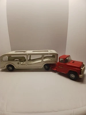 BUDDY L Auto Transport Car Carrier Hauler Vintage Pressed Steel Truck - Image 1 of 4